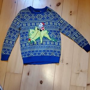 Boys Christmas sweater with Santa riding Dinosaur